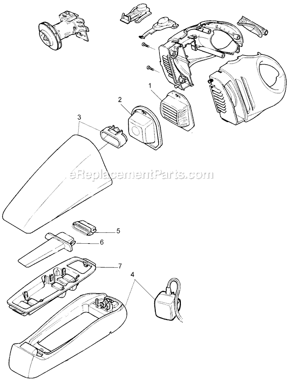 Page A Diagram and Parts List for V7220  Black and Decker Hand Vacuum